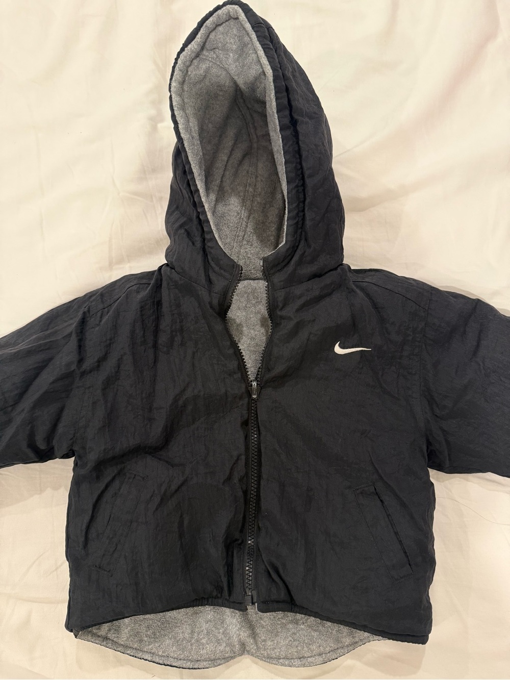 Kids Black Nike Hooded Jacket with Grey Lining- size 2T - Picture 1 of 6